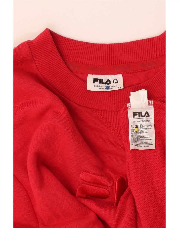 Damska bluza z grafiką Fila, UK 14, duża, czerwona bawełna