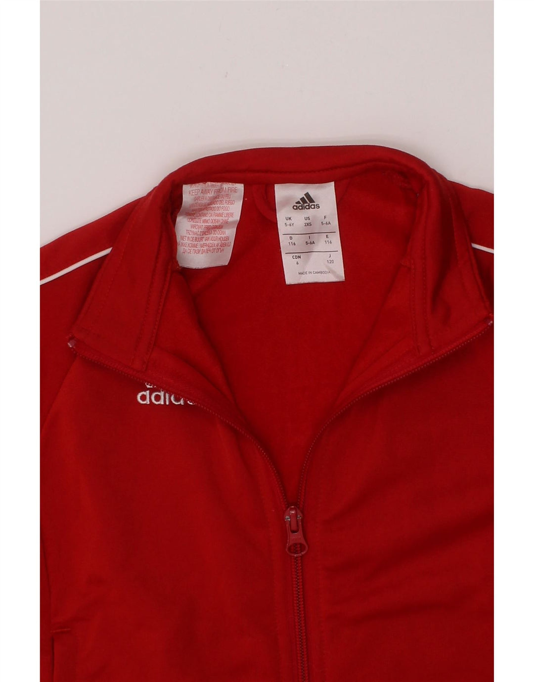 ADIDAS Boys Tracksuit Top Jacket 5-6 Years Red Polyester Vintage Adidas and Second-Hand Adidas from Messina Hembry 