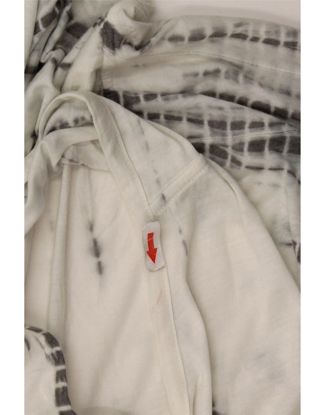 Damski top z kapturem w stylu vintage, rękaw 3/4, UK 14, średni biały poliester Tie Dye