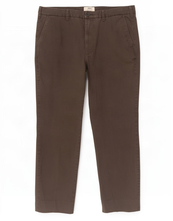 Marks & Spencer Męskie spodnie chino o prostym kroju o regularnym kroju W38 L33 szare