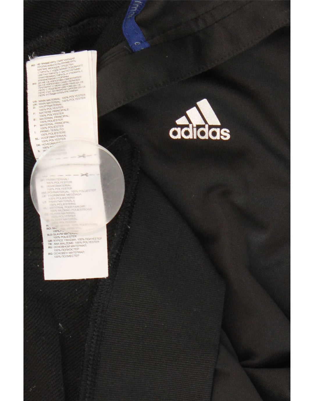 Adidas Męski sweter z kapturem Climalite Zip, średni czarny poliester z blokami kolorów
