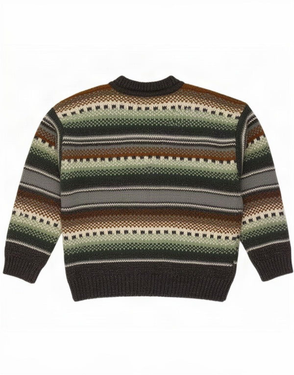 Sonneti Męski sweter z okrągłym dekoltem, duży, zielony, akryl Fair Isle