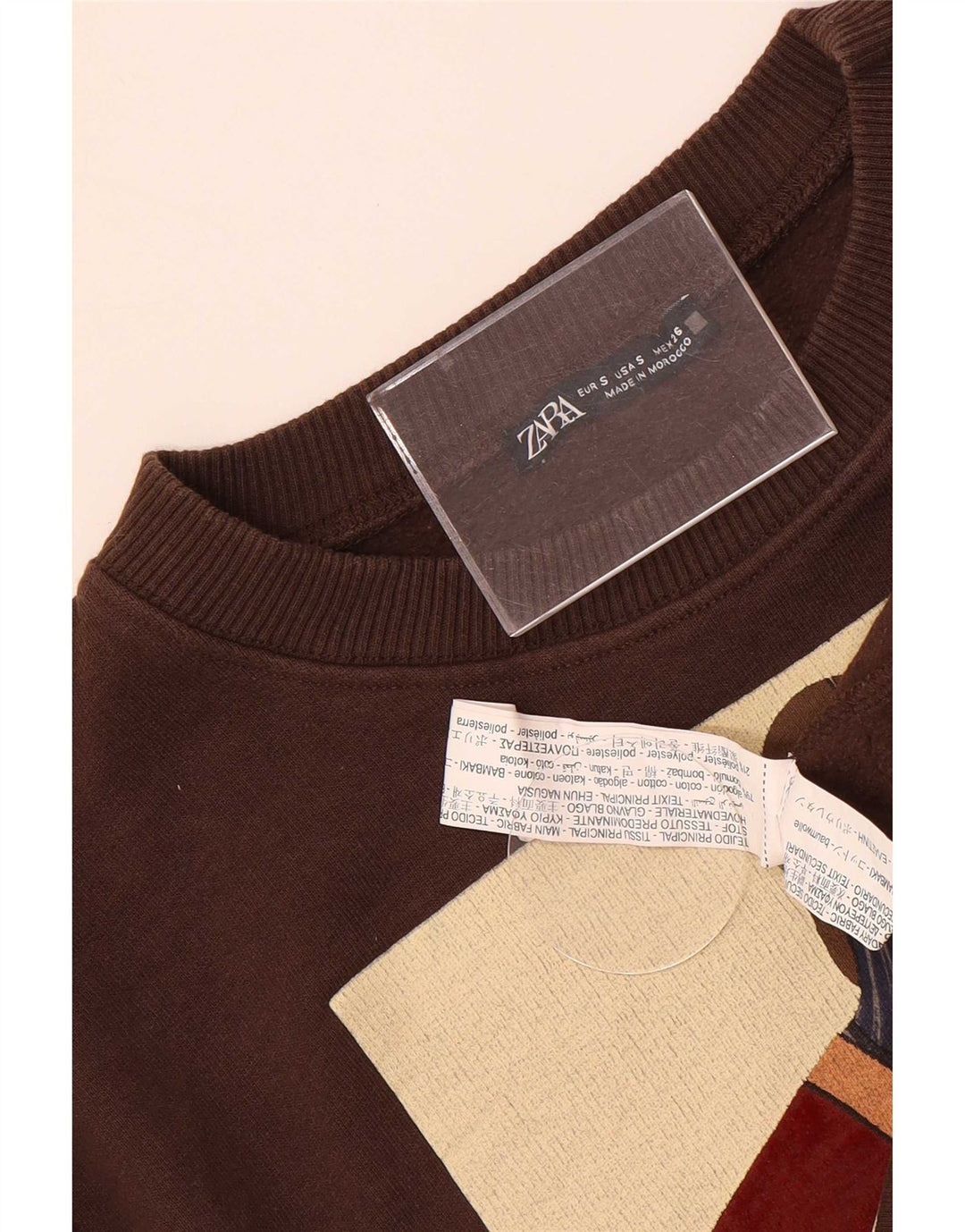 Damska bluza oversize Zara Crop Graphic UK 10 Small Brown