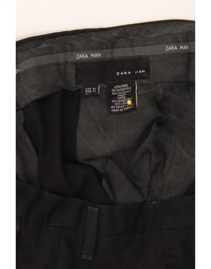 Męskie proste spodnie chino Zara EU 42 Large W32 L32 Czarny poliester