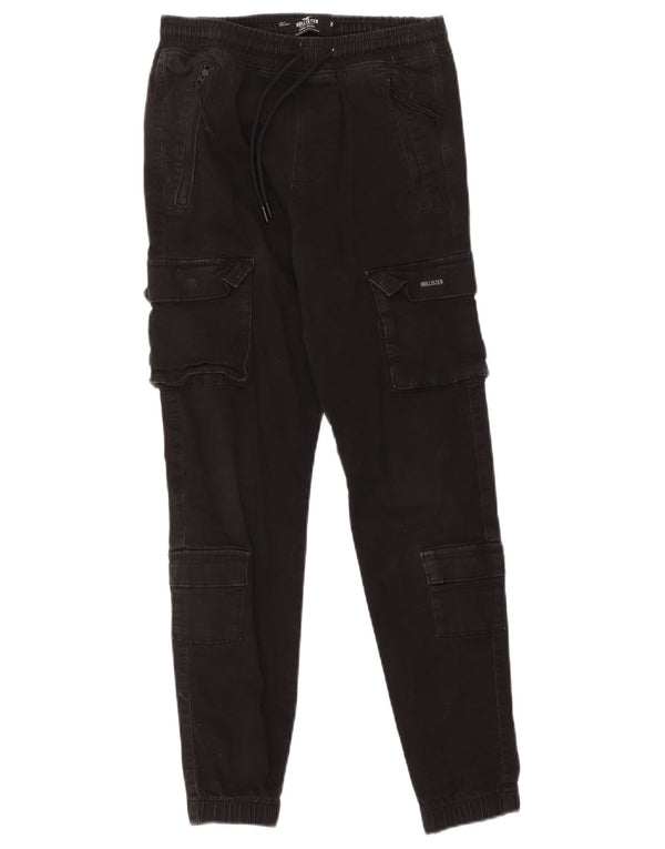 Męskie spodnie cargo Hollister Crop XS W30 L26, czarne, bawełniane