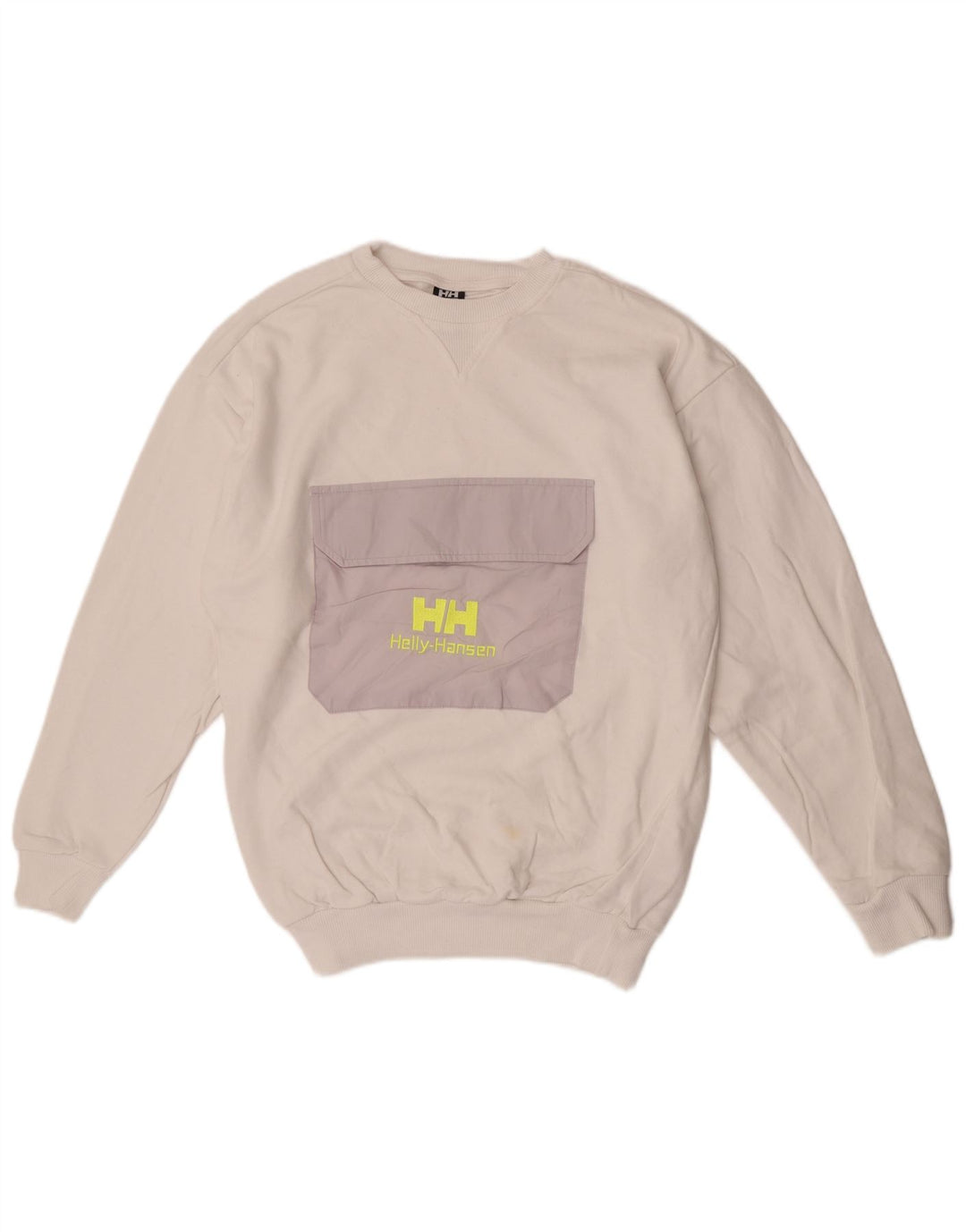 Męska bluza z grafiką Helly Hansen, mała, biała, z blokami kolorów, bawełniana