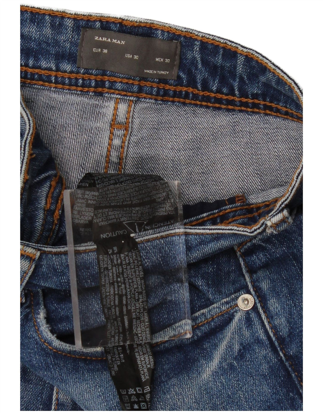 Męskie jeansy ZARA w trudnej sytuacji, krótkie, EU 38, małe, W30 L26, niebieskie, bawełniane