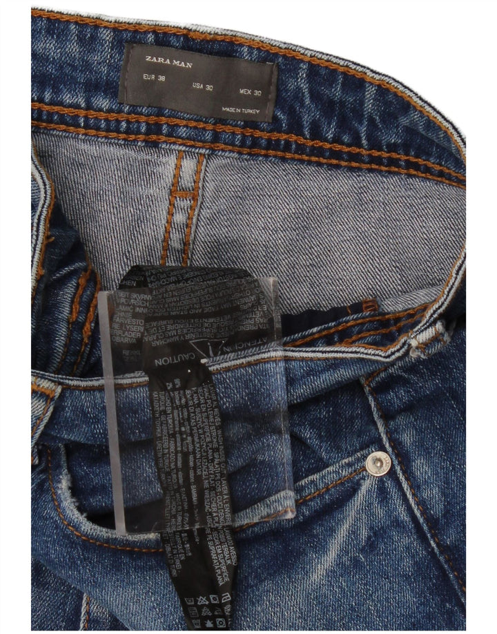 Męskie jeansy ZARA w trudnej sytuacji, krótkie, EU 38, małe, W30 L26, niebieskie, bawełniane