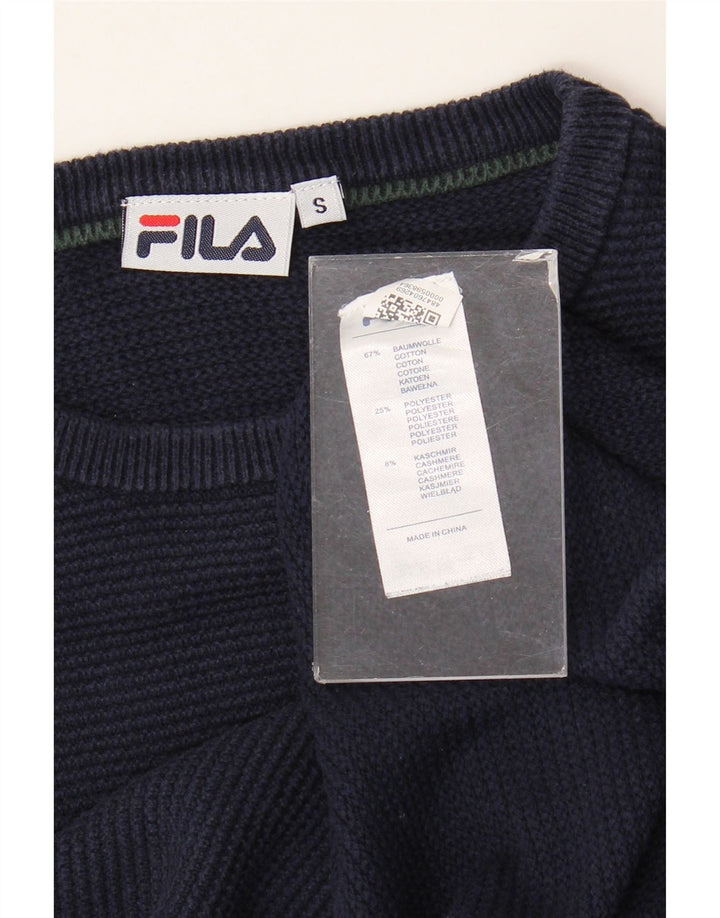 FILA Męski sweter z okrągłym dekoltem, mały, granatowy, bawełniany