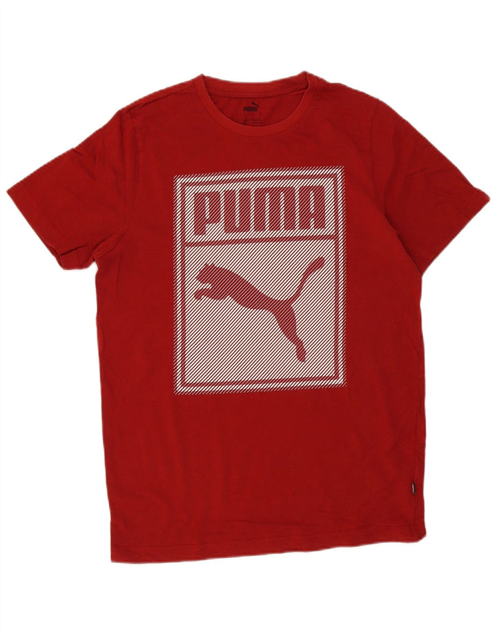 Męski T-shirt z grafiką Puma, mały, czerwony, bawełniany