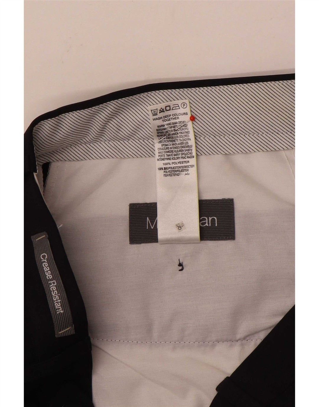 Marks & Spencer Męskie proste spodnie garniturowe W34 L31 Granatowy poliester