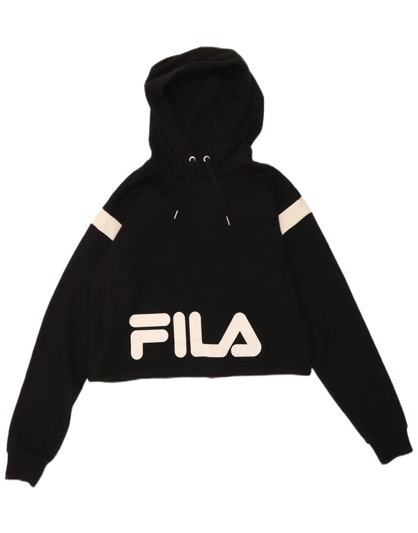 Damski sweter z kapturem Fila Crop Graphic UK 14, średni czarny, blok kolorów