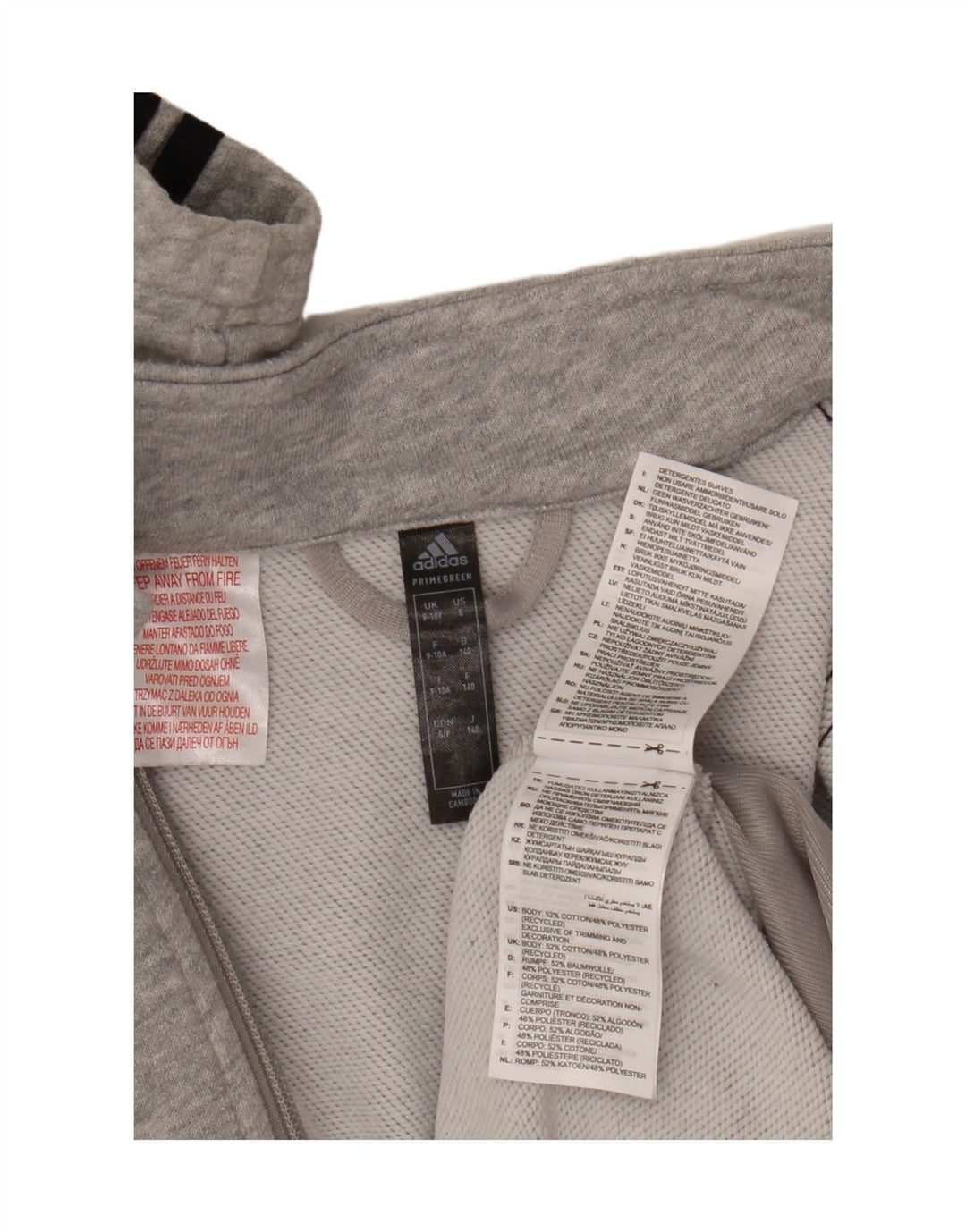 Chłopięca kurtka dresowa ADIDAS Primegreen 9-10 lat, szara bawełna