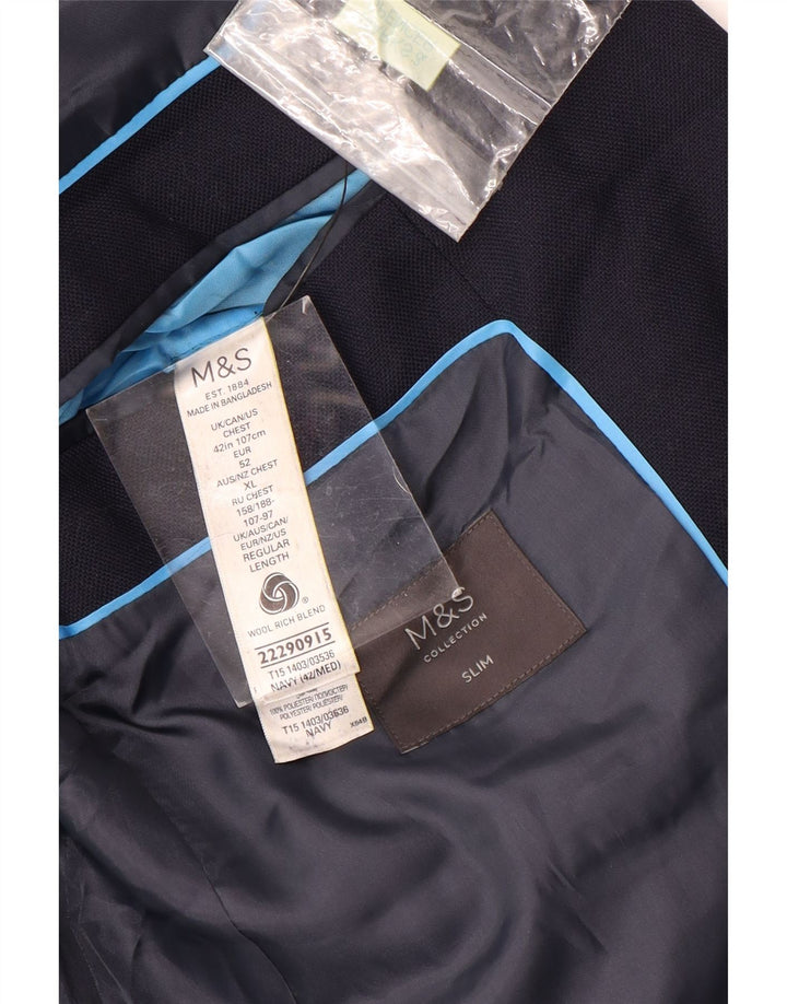 Marks & Spencer Męska marynarka zapinana na 2 guziki, UK 42 XL, granatowa, wełniana