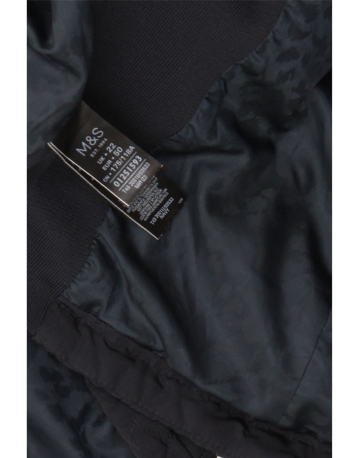 Marks & Spencer Damska pikowana kurtka UK 22 3XL Granatowy poliester