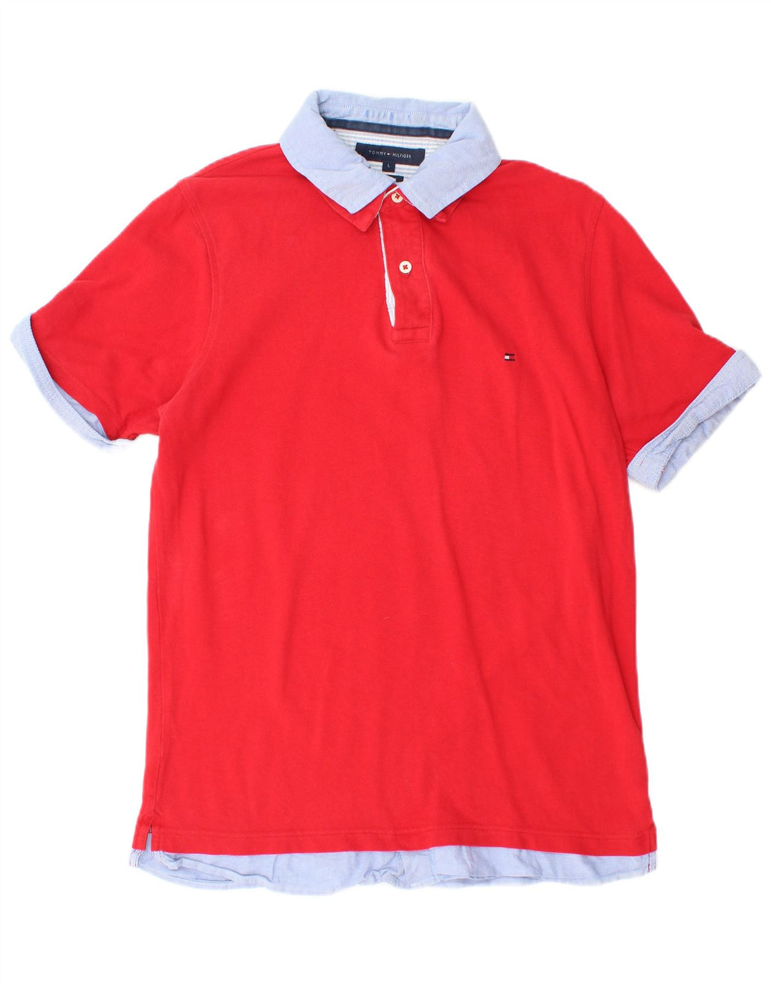 Męska koszulka polo slim fit TOMMY HILFIGER, duża, czerwona, bawełniana