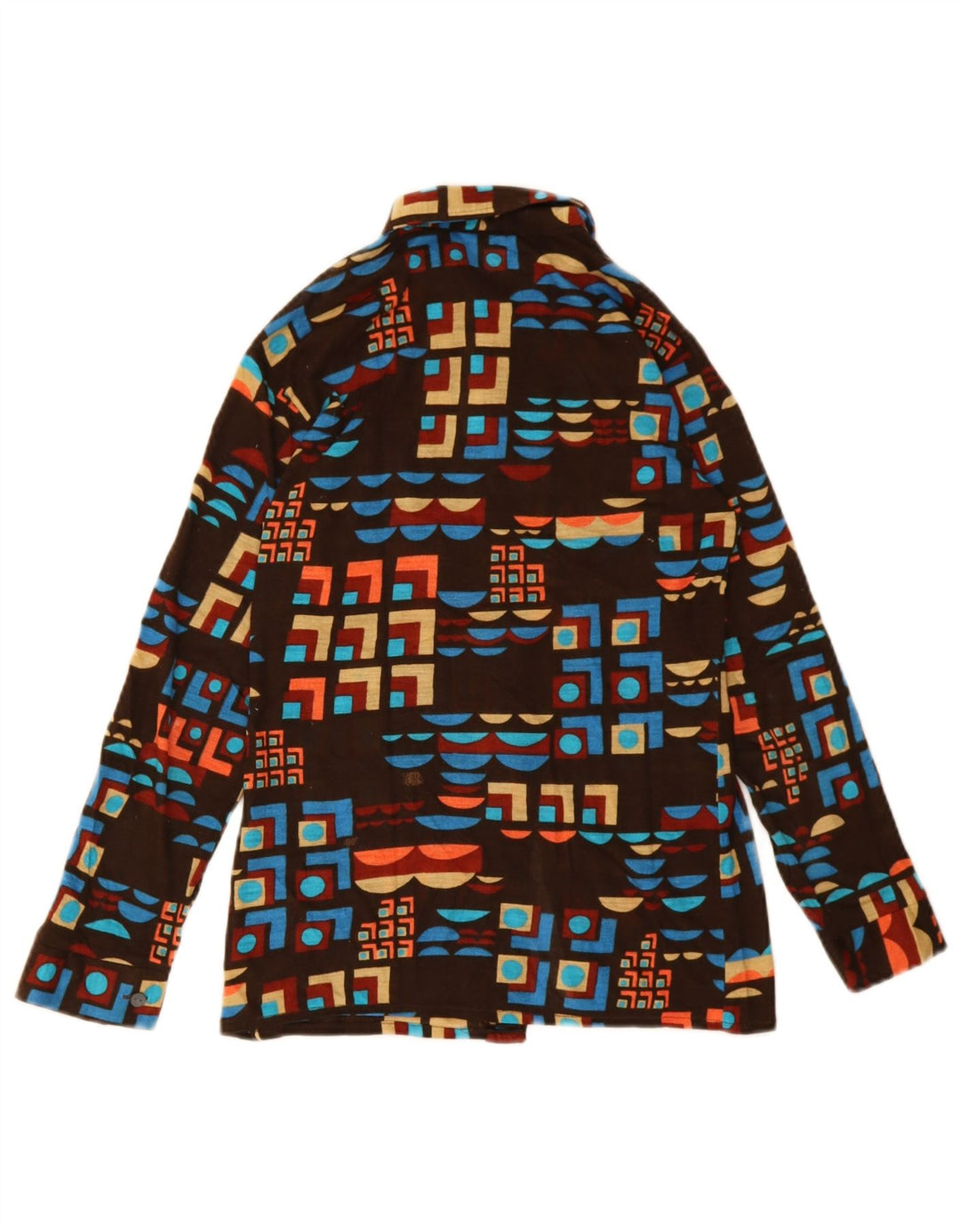 Koszula chłopięca w stylu vintage 11-12 lat, brązowa, geometryczna, poliakrylowa