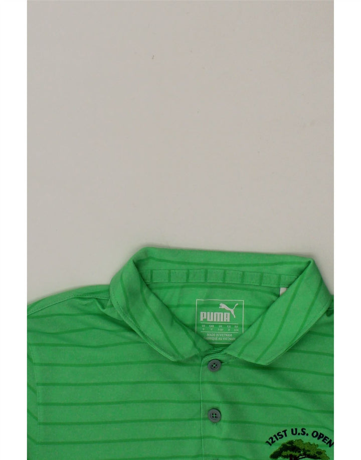 NIKE Boys Polo Shirt 7-8 Years Green Striped Polyester Vintage Nike and Second-Hand Nike from Messina Hembry 