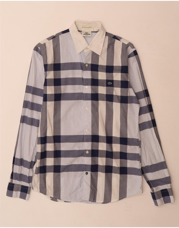 Koszula męska Lacoste Slim Fit, rozmiar 38, mała, bawełniana w niebieską kratkę