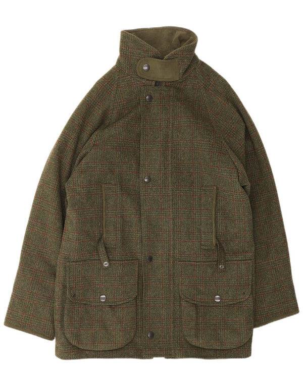 Męska kurtka użytkowa Barbour UK 38, średnia khaki, wełna w kratę