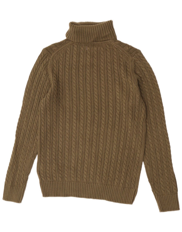Vintage męski sweter z golfem, średnio zielony, bawełniany