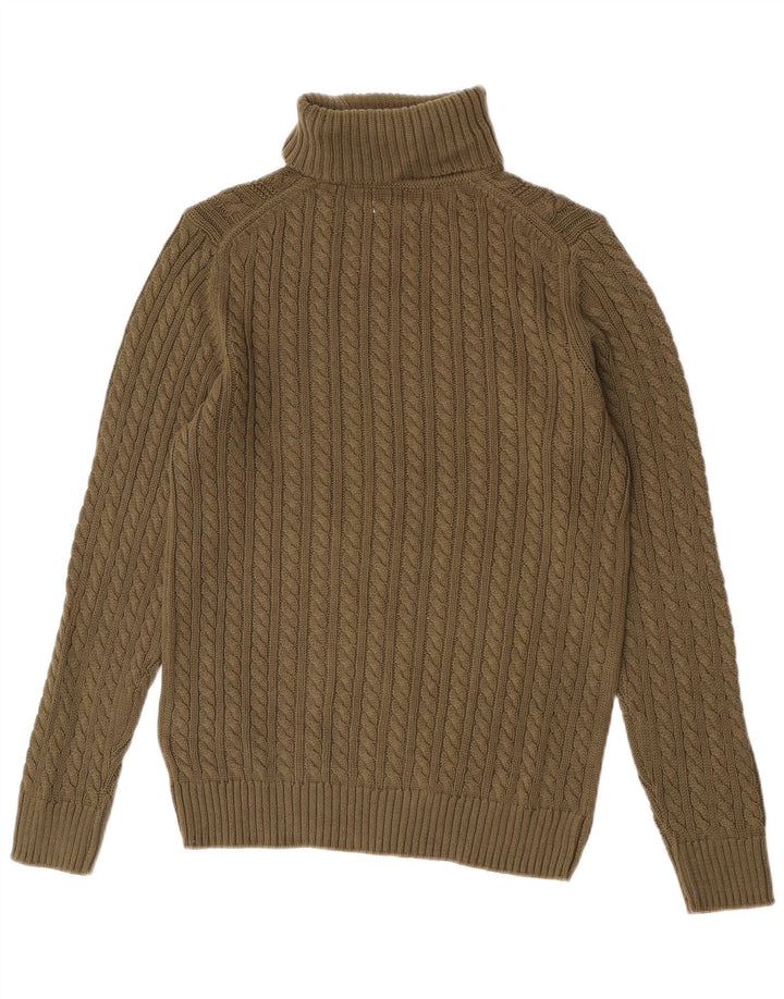 Vintage męski sweter z golfem, średnio zielony, bawełniany