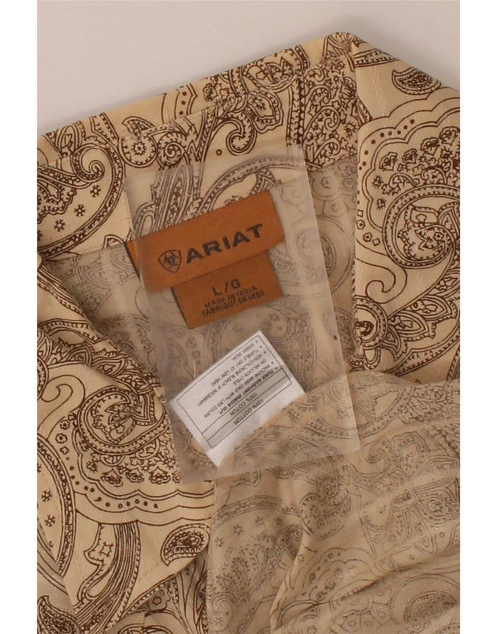 ARIAT Mens Shirt Large Beige Paisley Cotton Vintage Ariat and Second-Hand Ariat from Messina Hembry 