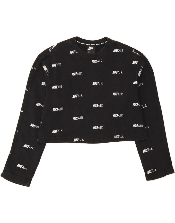 NIKE Womens Crop Oversized Sweatshirt Jumper UK 14 Medium Black Cotton Vintage Nike and Second-Hand Nike from Messina Hembry 