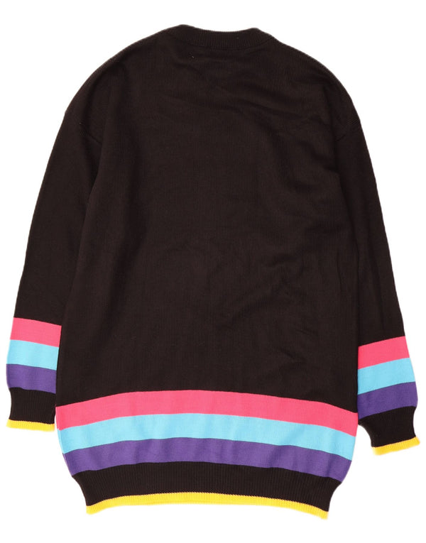 Damska sukienka sweterkowa VINTAGE z grafiką UK 16, duża, czarna, z blokami kolorów