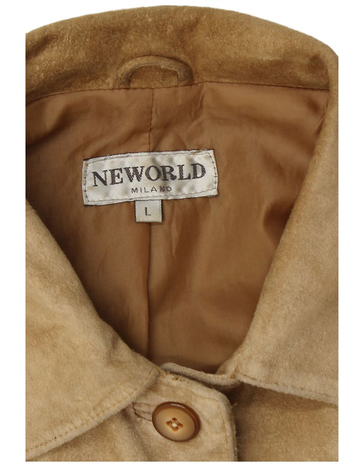 Zamszowa kurtka damska Vintage UK 16, duża, beżowa