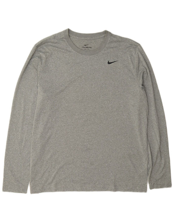 Męska koszulka Nike Dri Fit z długim rękawem XL, szary, nakrapiany poliester