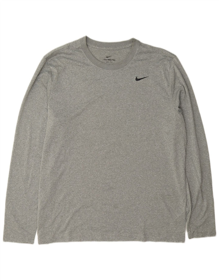 Męska koszulka Nike Dri Fit z długim rękawem XL, szary, nakrapiany poliester