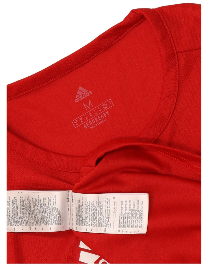 Męska koszulka Adidas Aeroready Top z poliestru w kolorze średniej czerwieni