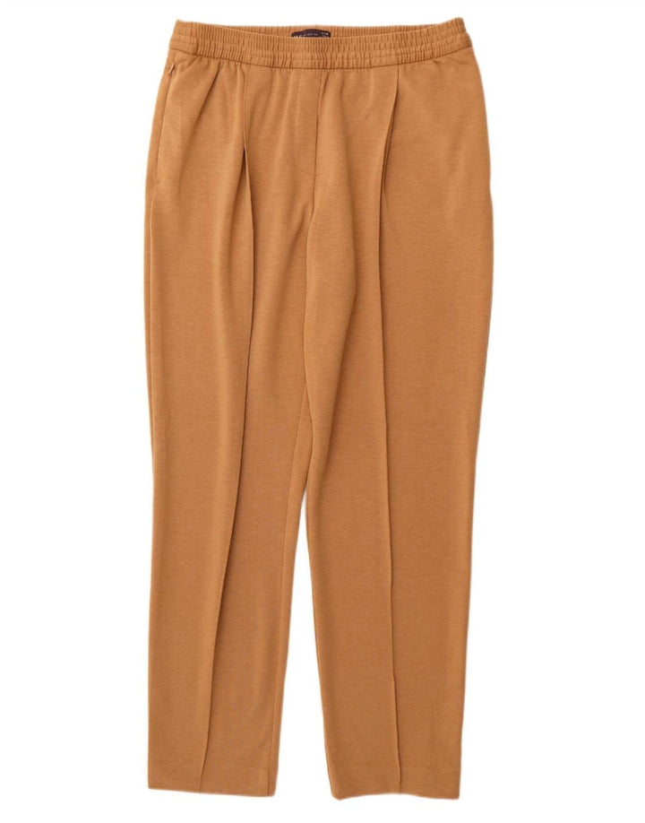 MARKS & SPENCER Womens Chino Trousers UK 14 Large W32 L29 Brown Polyester