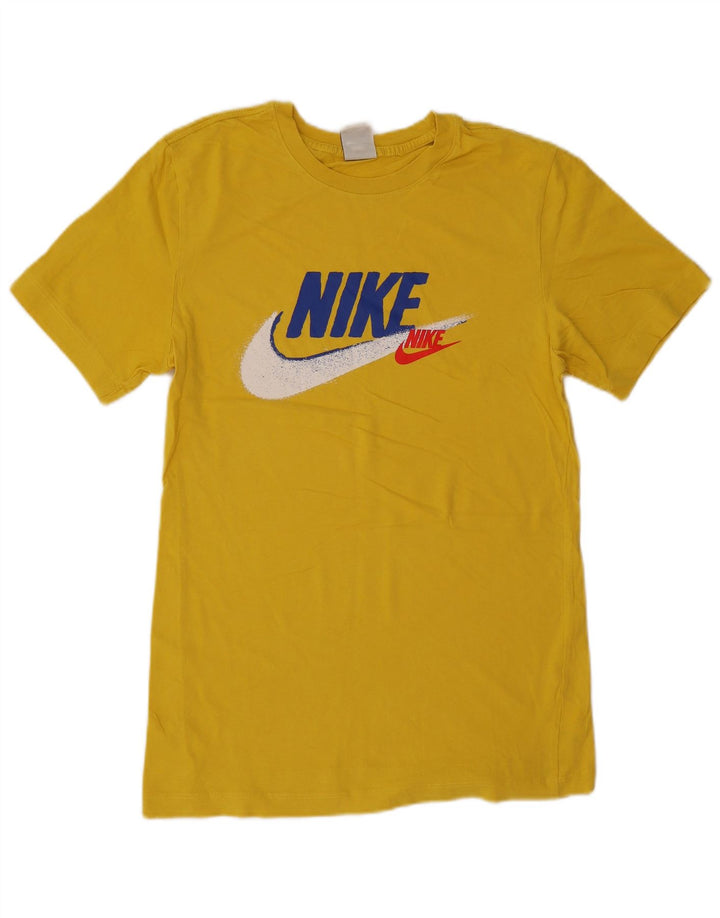 Męski T-shirt z grafiką Nike, mały, żółty, bawełniany