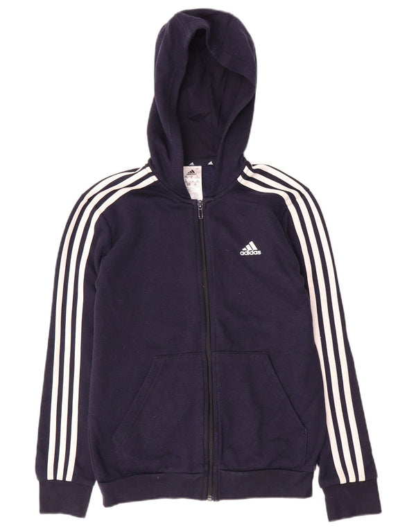 Chłopięcy sweter z kapturem i zamkiem Adidas 11-12 lat, granatowy, bawełniany