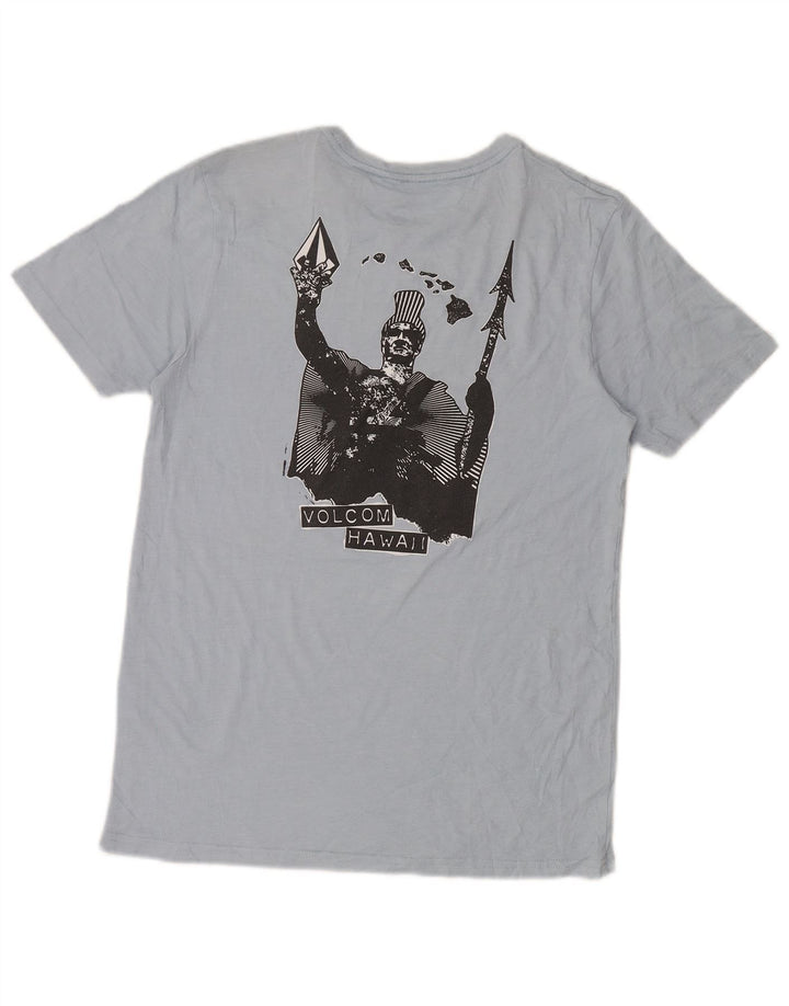 Męski T-shirt z grafiką o nowoczesnym kroju Volcom, mały, niebieski, bawełniany