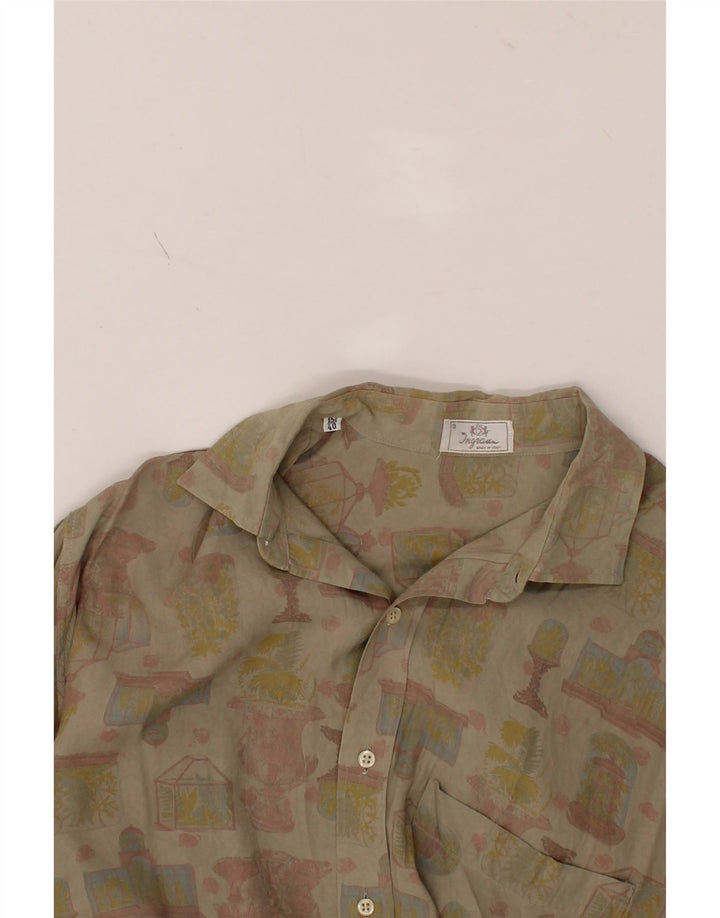 INGRAM Mens Abstract Pattern Short Sleeve Shirt Size 15 3/4 40 Medium Grey Vintage Ingram and Second-Hand Ingram from Messina Hembry 