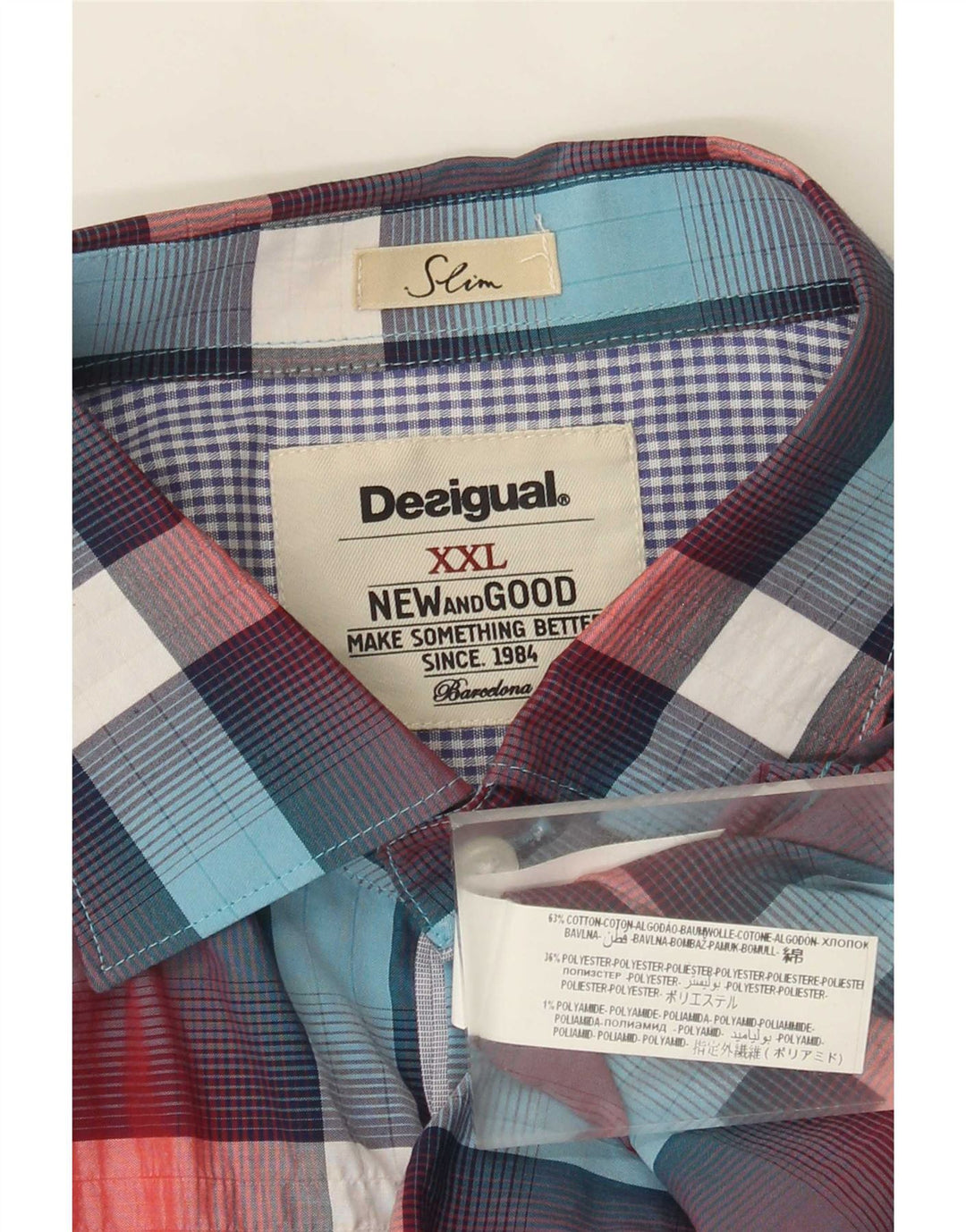 Koszula męska Desigual 2XL, wielokolorowa, bawełniana w kratę