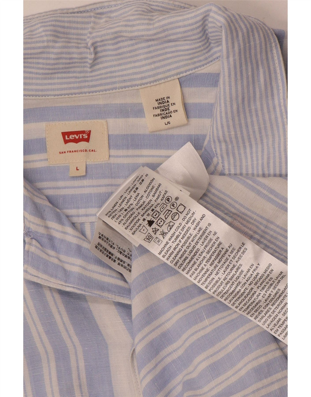 Męska koszula z krótkim rękawem Levi's, duża, lniana w niebieskie paski