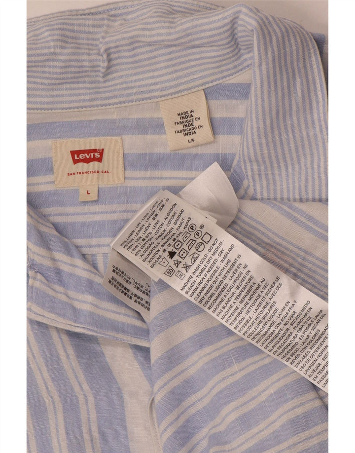 Męska koszula z krótkim rękawem Levi's, duża, lniana w niebieskie paski