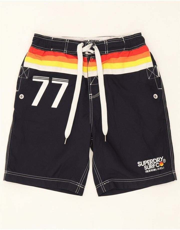 Męskie spodenki kąpielowe Superdry z grafiką, małe, granatowe, poliestrowe