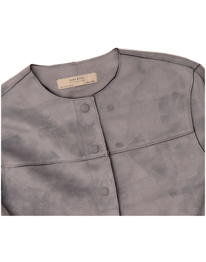 Damska kurtka bomberka oversize ZARA Crop UK 10, mała, szara, z poliestru