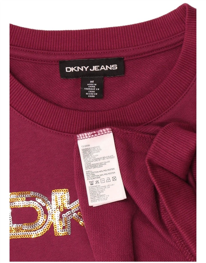 Damska bluza z grafiką Dkny, UK 14, średnia fioletowa bawełna