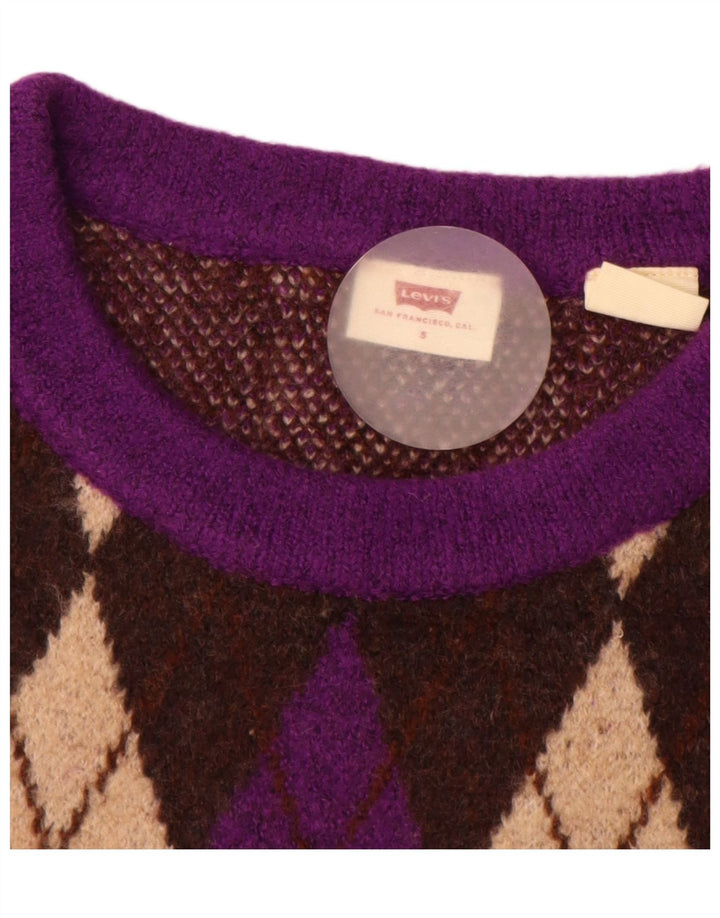 Damski podkoszulek LEVI'S Crop Vest UK 10 Mały fioletowy Argyle/Diamentowy akryl