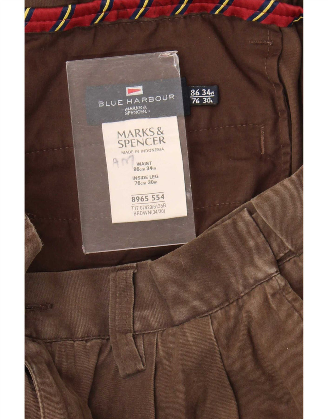 Spodnie damskie Marks & Spencer Blue Harbor Pegged Chino W34 L30 Brązowe