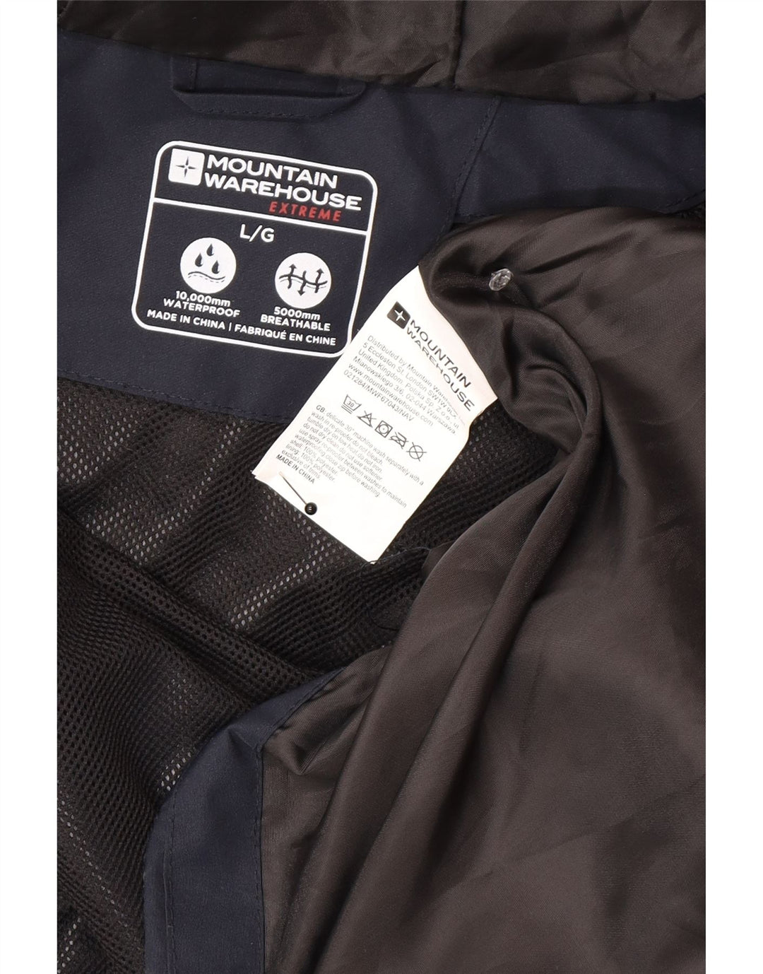 Męska kurtka przeciwdeszczowa Mountain Warehouse UK 40, duża granatowa, z blokami kolorów