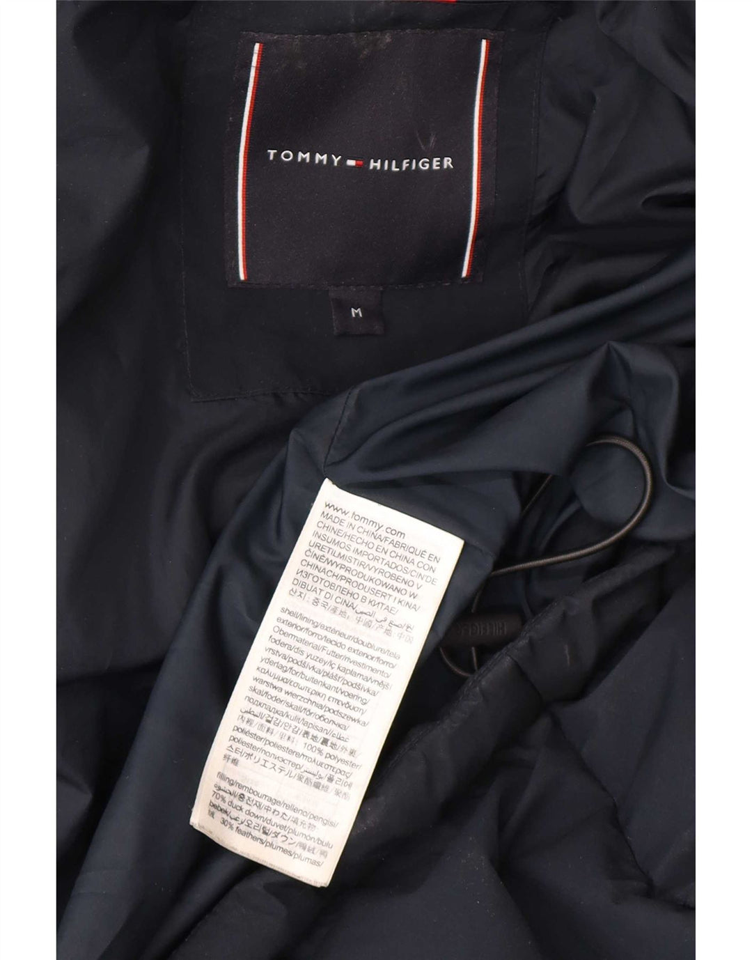Męska ocieplana kurtka z kapturem Tommy Hilfiger UK 38, średni granatowy poliester