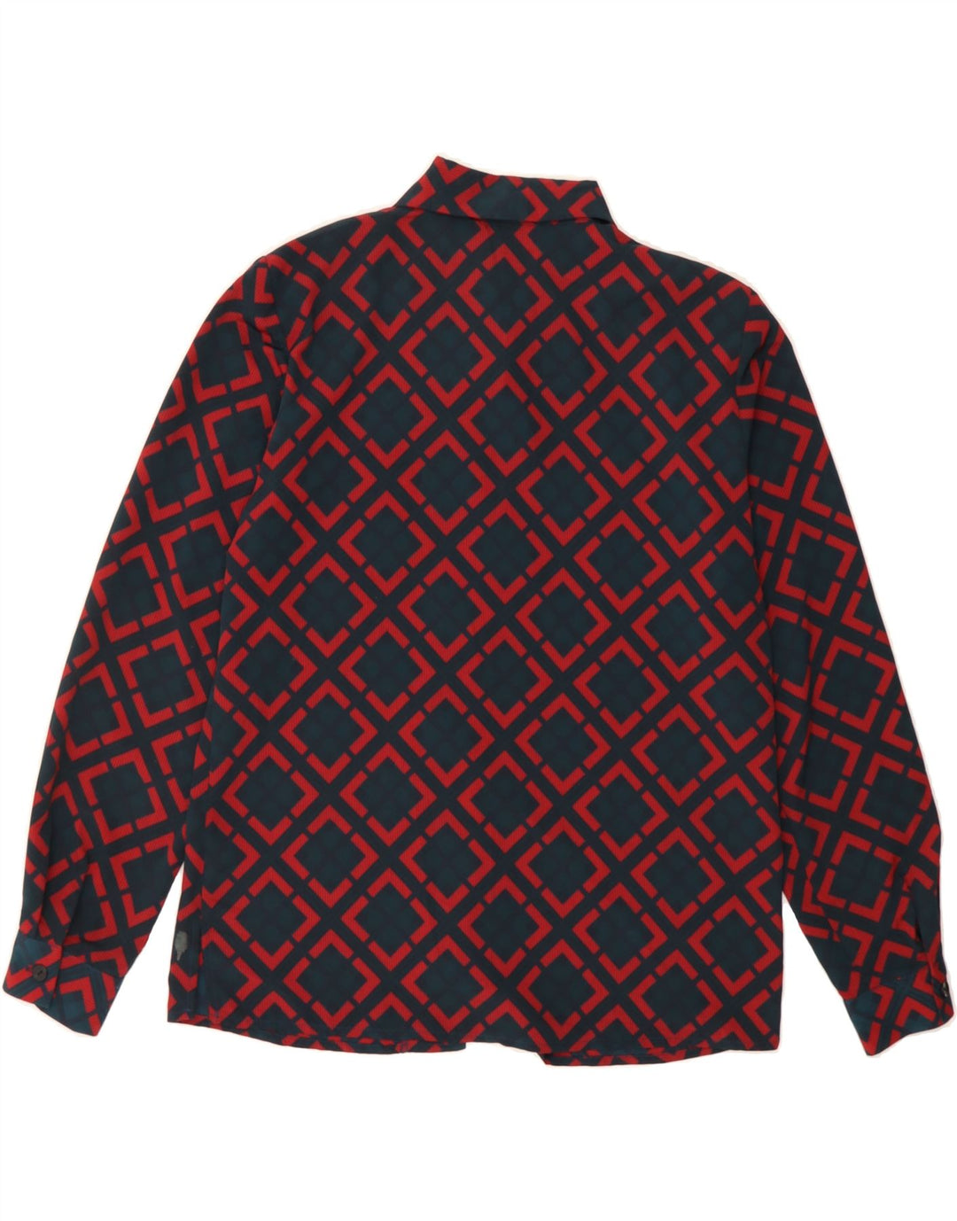 LESLIE FAY Womens Longline Shirt Blouse US 8 Medium Red Geometric Vintage Leslie Fay and Second-Hand Leslie Fay from Messina Hembry 