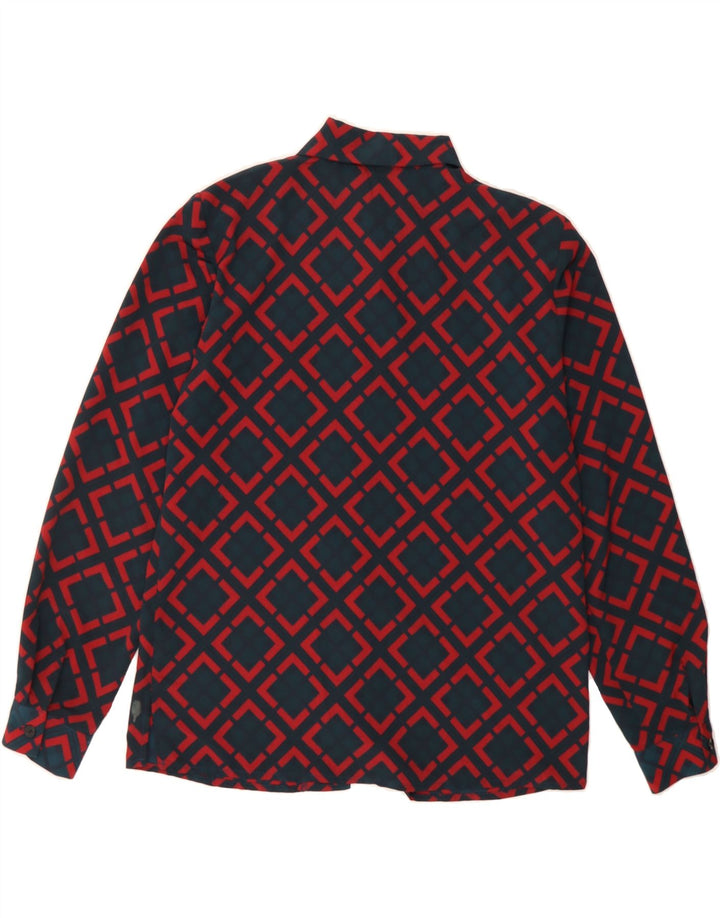 LESLIE FAY Womens Longline Shirt Blouse US 8 Medium Red Geometric Vintage Leslie Fay and Second-Hand Leslie Fay from Messina Hembry 
